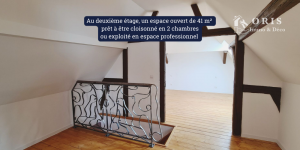 Au deuxième étage, un espace ouvert de 41 m² prêt à être cloisonné en 2 chambres ou exploité en espace professionnel